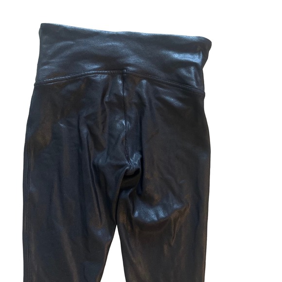 Women S Spanx Faux Leather Leggings Black Shaping Tummy Control Pants Skinny - Picture 5 of 5